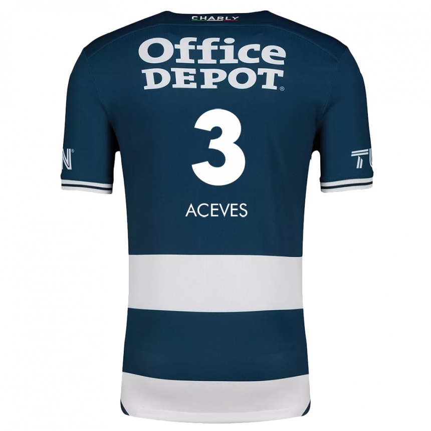 Kids Football Alonso Aceves #3 Blue White Home Jersey 2024/25 T-Shirt Australia