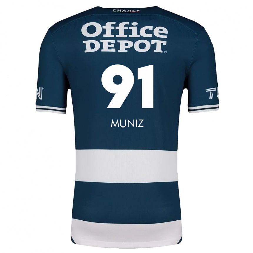 Kids Football Brandon Muñiz #91 Blue White Home Jersey 2024/25 T-Shirt Australia