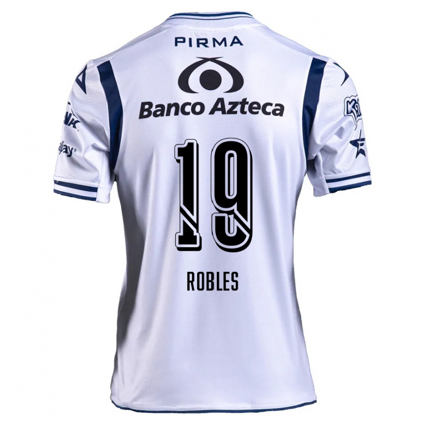 Kids Football Ángel Robles #19 White Navy Blue Home Jersey 2024/25 T-Shirt Australia