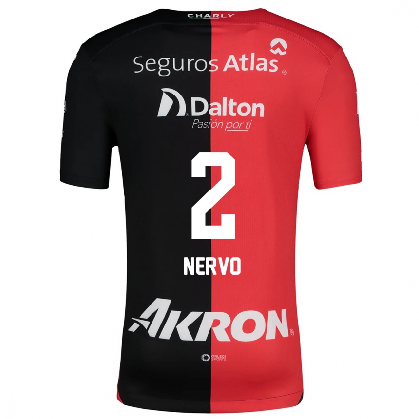 Kids Football Hugo Nervo #2 Red Black Home Jersey 2024/25 T-Shirt Australia