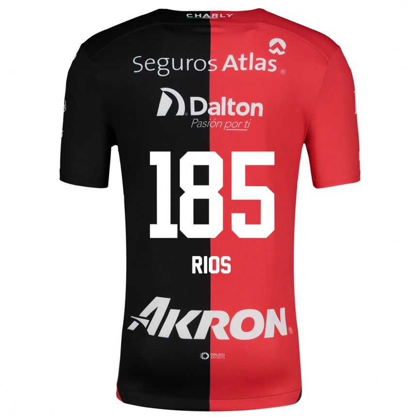 Kids Football Víctor Ríos #185 Red Black Home Jersey 2024/25 T-Shirt Australia