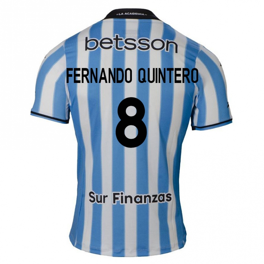 Kids Football Juan Fernando Quintero #8 Blue White Black Home Jersey 2024/25 T-Shirt Australia