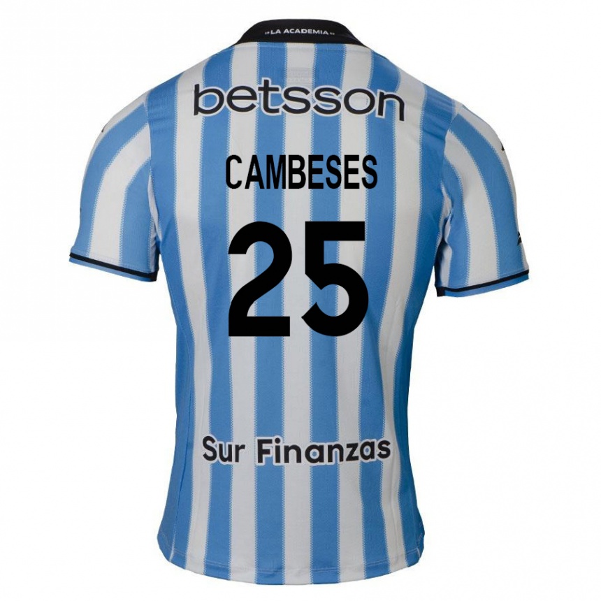 Kids Football Facundo Cambeses #25 Blue White Black Home Jersey 2024/25 T-Shirt Australia