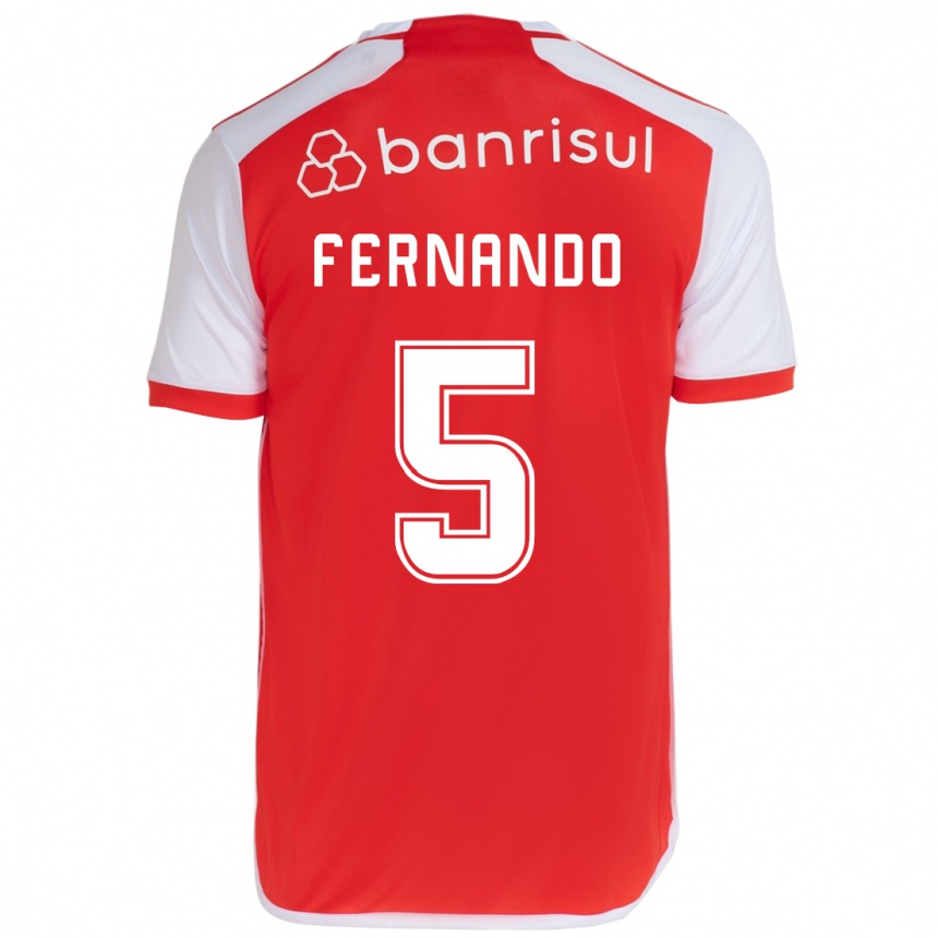 Kids Football Fernando #5 Red White Home Jersey 2024/25 T-Shirt Australia