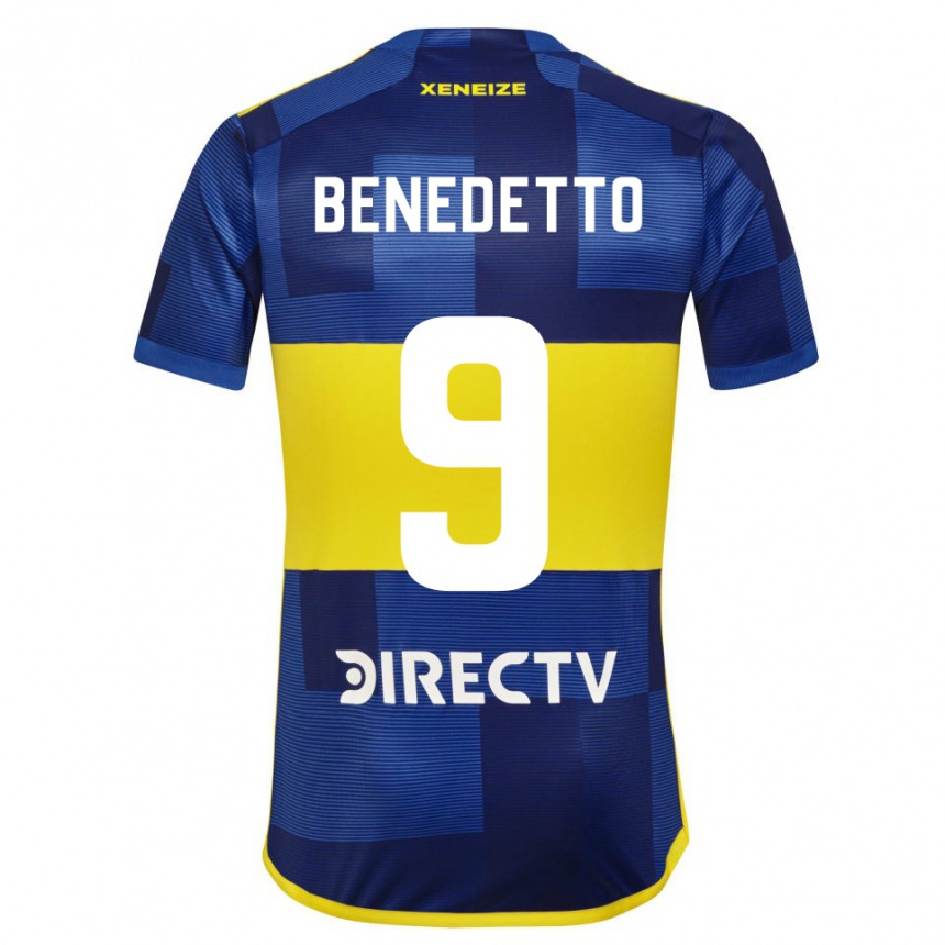 Kids Football Dario Benedetto #9 Blue Yellow Home Jersey 2024/25 T-Shirt Australia