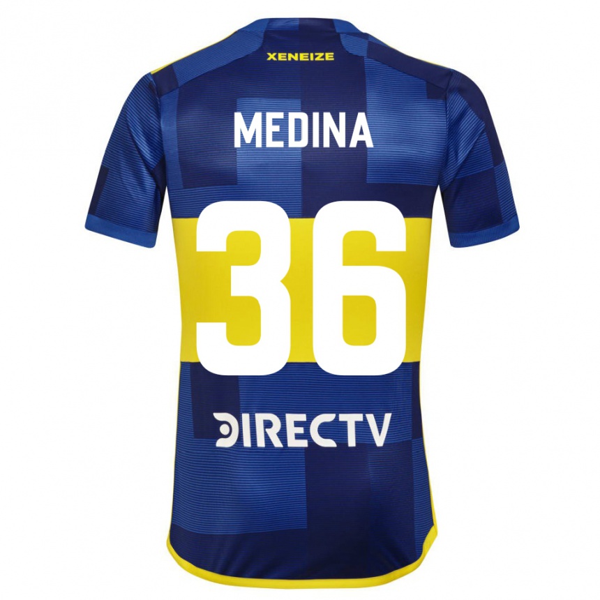 Kids Football Cristian Medina #36 Blue Yellow Home Jersey 2024/25 T-Shirt Australia