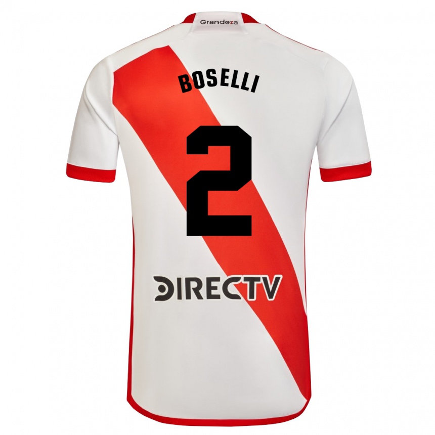 Kids Football Sebastián Boselli #2 White Red Home Jersey 2024/25 T-Shirt Australia