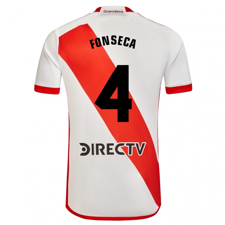 Kids Football Nicolás Fonseca #4 White Red Home Jersey 2024/25 T-Shirt Australia