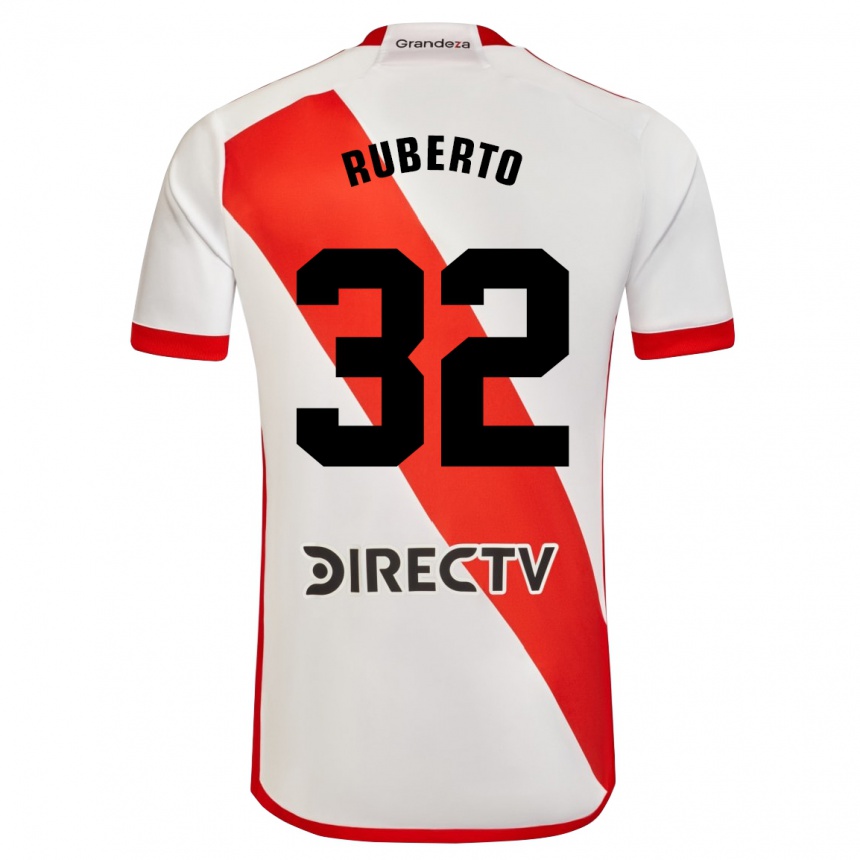 Kids Football Agustín Ruberto #32 White Red Home Jersey 2024/25 T-Shirt Australia