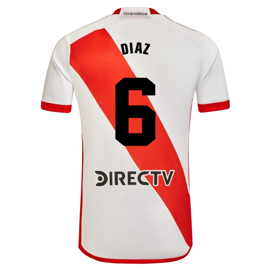 Kids Football Milagros Díaz #6 White Red Home Jersey 2024/25 T-Shirt Australia