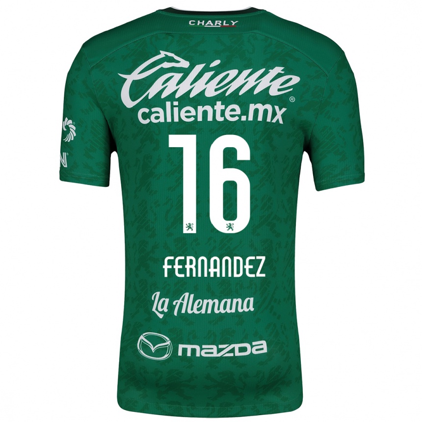 Kids Football Omar Fernández #16 Green White Home Jersey 2024/25 T-Shirt Australia