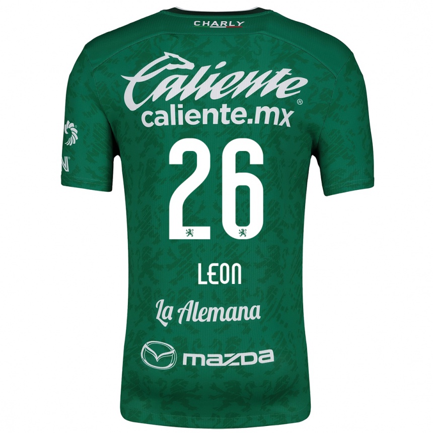 Kids Football Armando León #26 Green White Home Jersey 2024/25 T-Shirt Australia