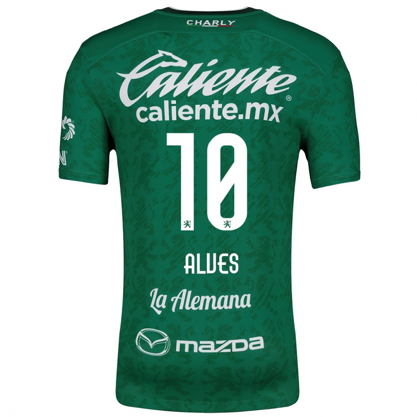 Kids Football Maria Alves #10 Green White Home Jersey 2024/25 T-Shirt Australia