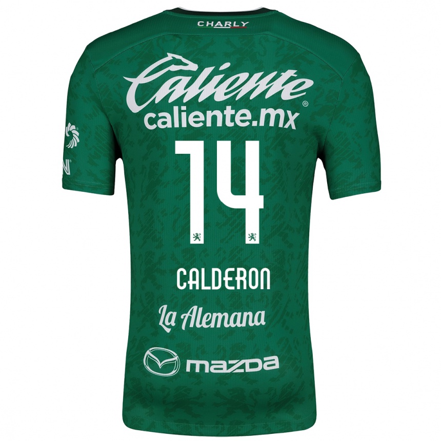 Kids Football Daniela Calderón #14 Green White Home Jersey 2024/25 T-Shirt Australia