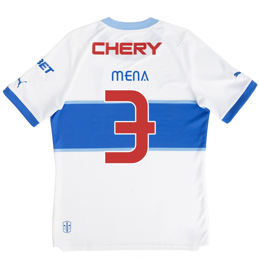 Kids Football Eugenio Mena #3 White Blue Home Jersey 2024/25 T-Shirt Australia