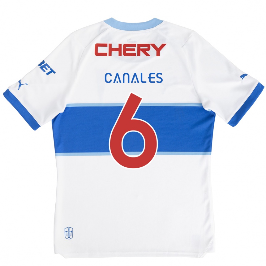 Kids Football Alfred Canales #6 White Blue Home Jersey 2024/25 T-Shirt Australia