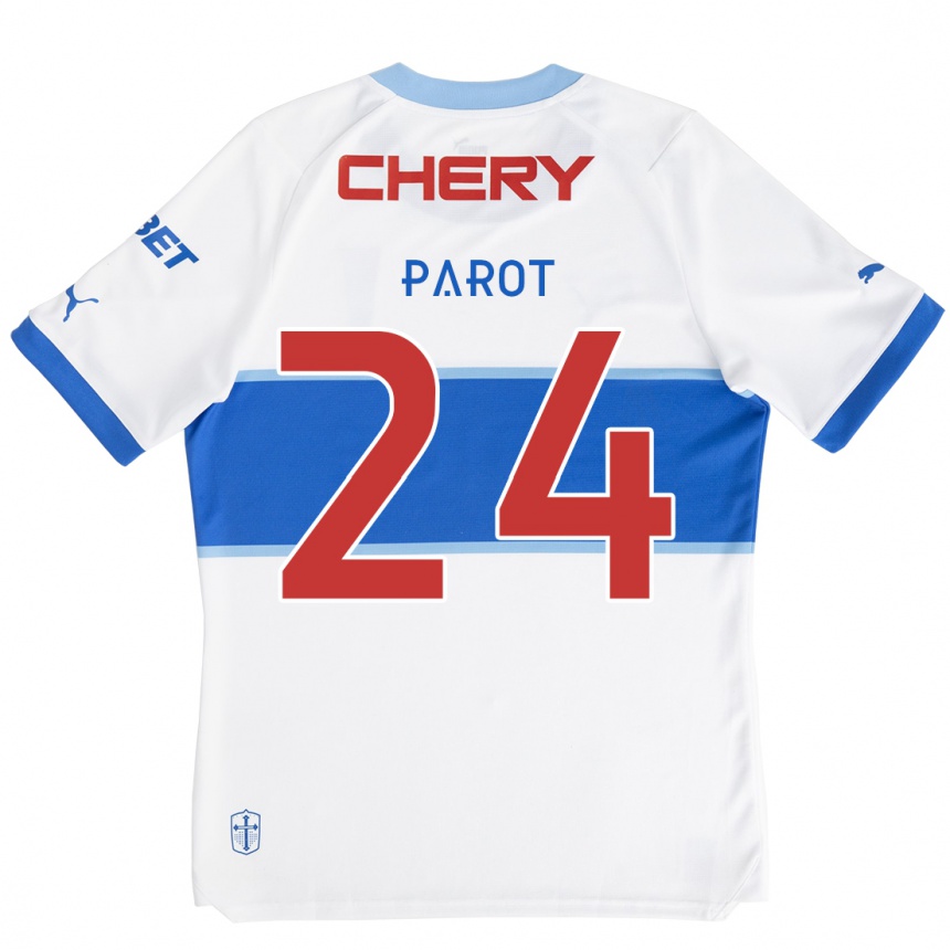 Kids Football Alfonso Parot #24 White Blue Home Jersey 2024/25 T-Shirt Australia