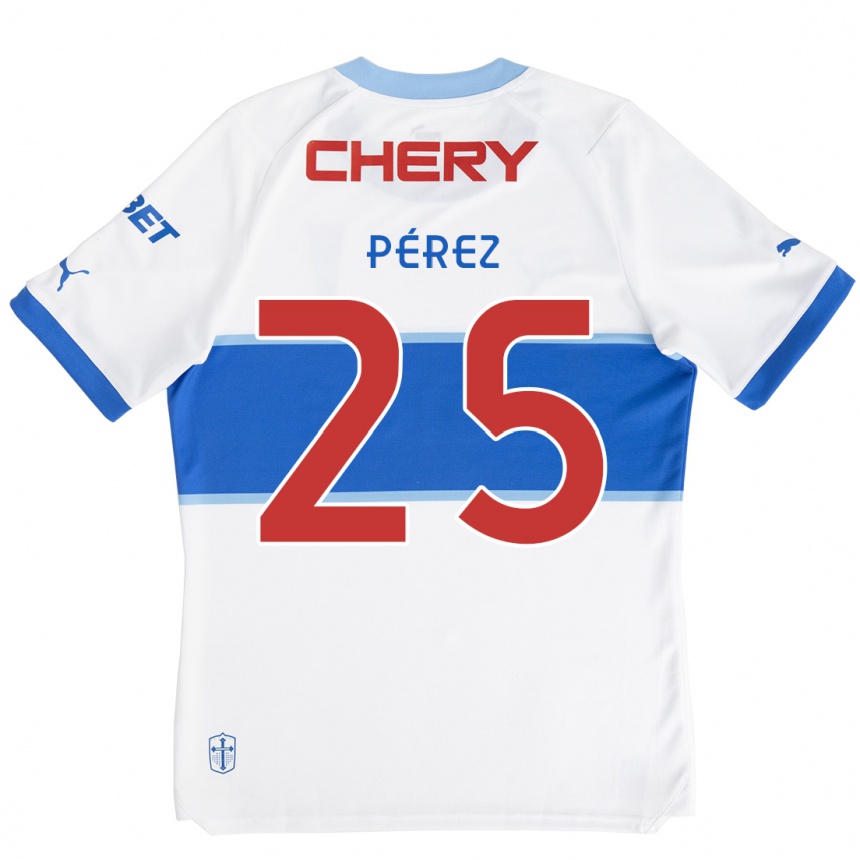 Kids Football Sebastián Pérez #25 White Blue Home Jersey 2024/25 T-Shirt Australia