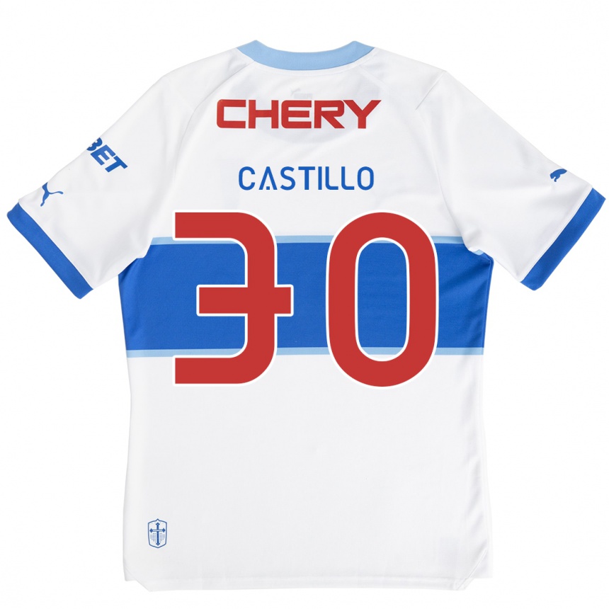 Kids Football Nicolás Castillo #30 White Blue Home Jersey 2024/25 T-Shirt Australia