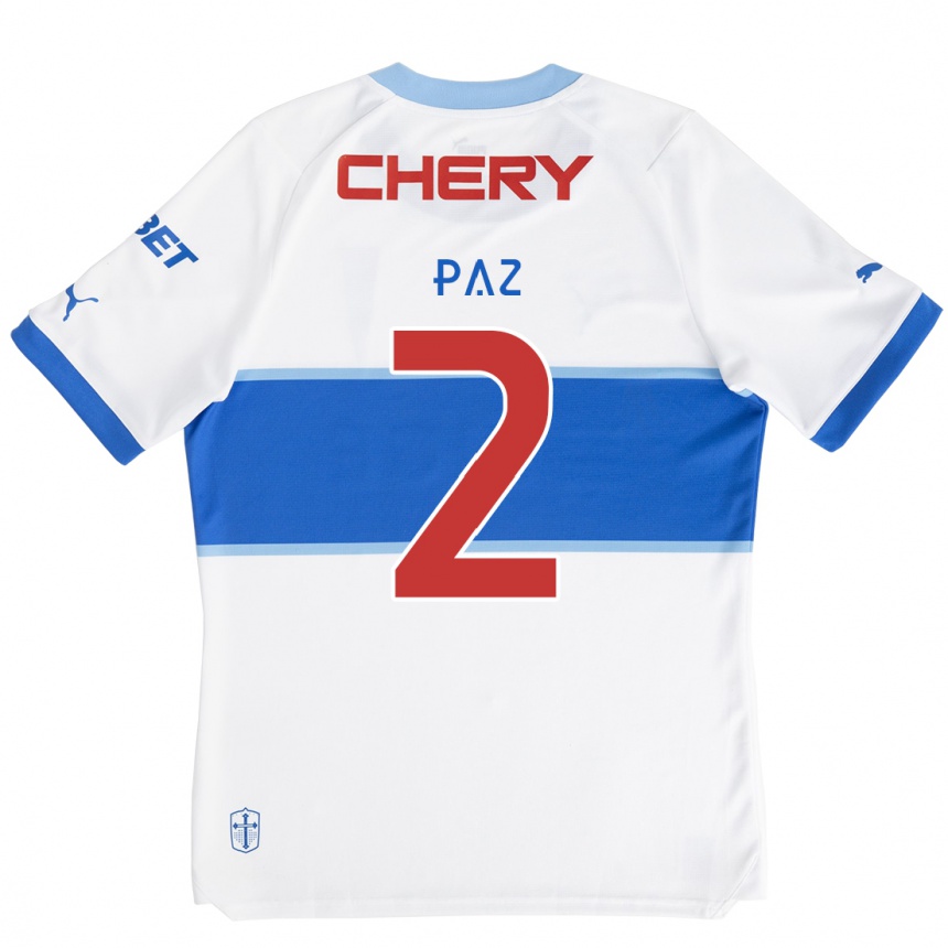 Kids Football Nehuén Paz #2 White Blue Home Jersey 2024/25 T-Shirt Australia