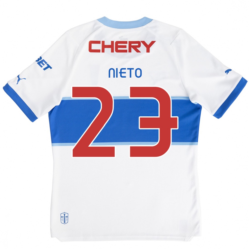 Kids Football Byron Nieto #23 White Blue Home Jersey 2024/25 T-Shirt Australia