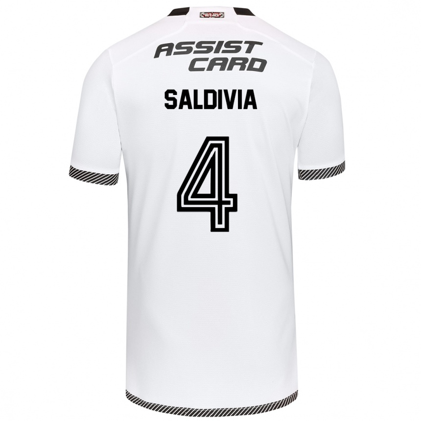 Kids Football Alan Saldivia #4 White Black Home Jersey 2024/25 T-Shirt Australia