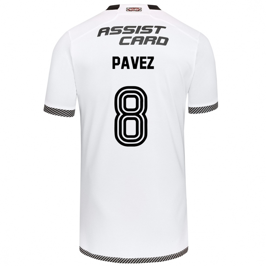 Kids Football Esteban Pavez #8 White Black Home Jersey 2024/25 T-Shirt Australia