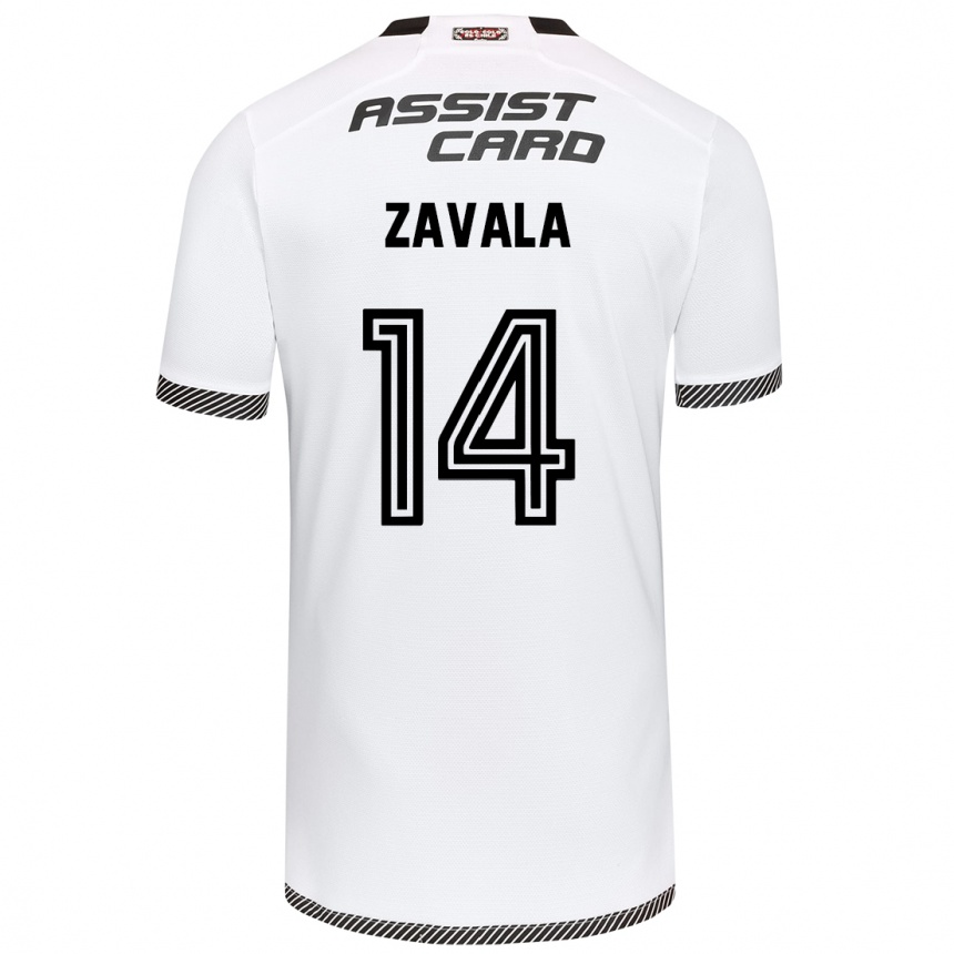 Kids Football Cristián Zavala #14 White Black Home Jersey 2024/25 T-Shirt Australia