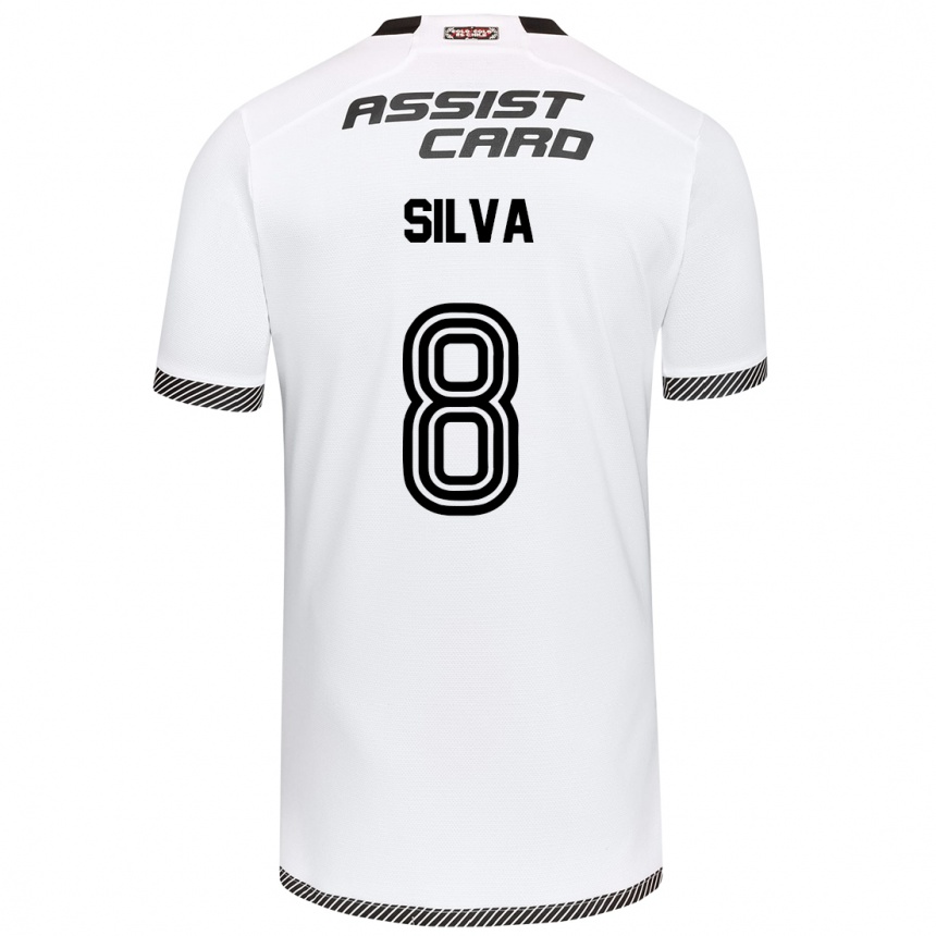 Kids Football Bastián Silva #8 White Black Home Jersey 2024/25 T-Shirt Australia