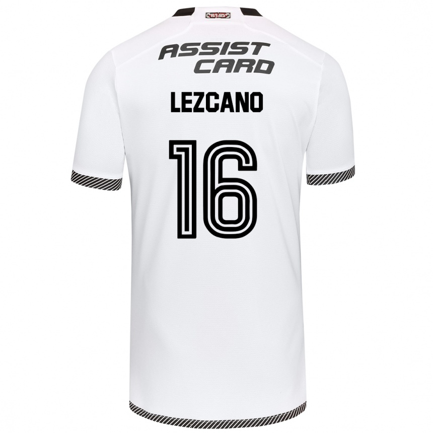 Kids Football Darío Lezcano #16 White Black Home Jersey 2024/25 T-Shirt Australia