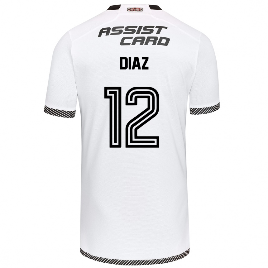 Kids Football Javiera Díaz #12 White Black Home Jersey 2024/25 T-Shirt Australia