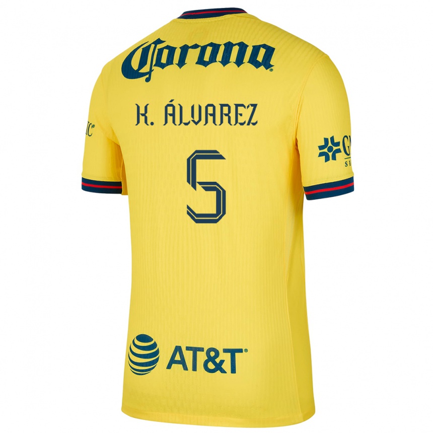 Kids Football Kevin Álvarez #5 Yellow Blue Home Jersey 2024/25 T-Shirt Australia