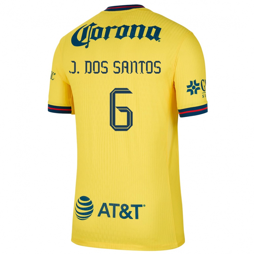 Kids Football Jonathan Dos Santos #6 Yellow Blue Home Jersey 2024/25 T-Shirt Australia