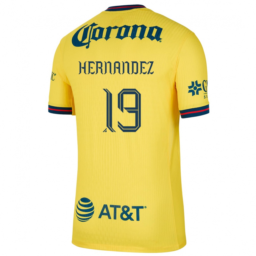 Kids Football Illian Hernández #19 Yellow Blue Home Jersey 2024/25 T-Shirt Australia