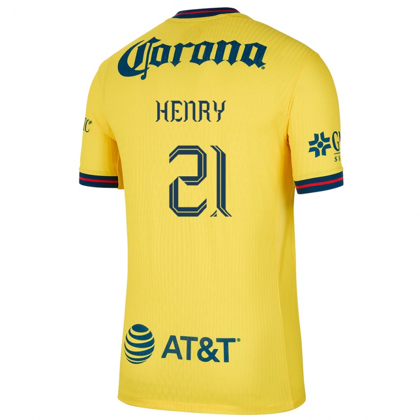 Kids Football Henry Martín #21 Yellow Blue Home Jersey 2024/25 T-Shirt Australia