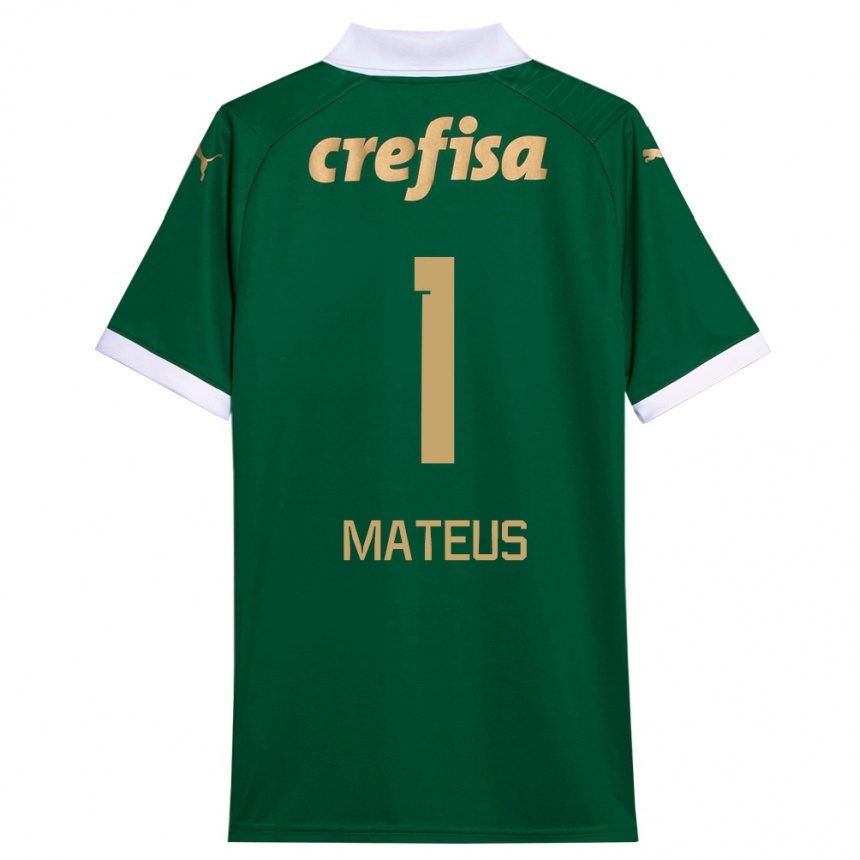 Kids Football Mateus #1 Green White Home Jersey 2024/25 T-Shirt Australia