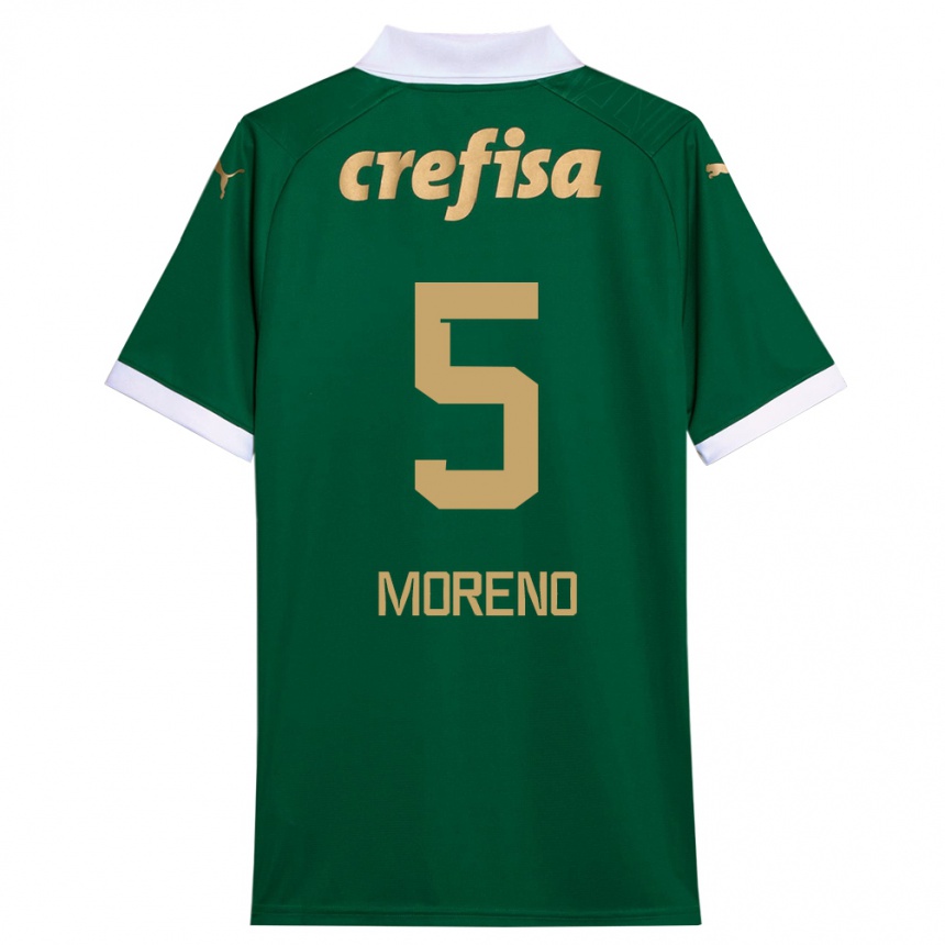 Kids Football Aníbal Moreno #5 Green White Home Jersey 2024/25 T-Shirt Australia