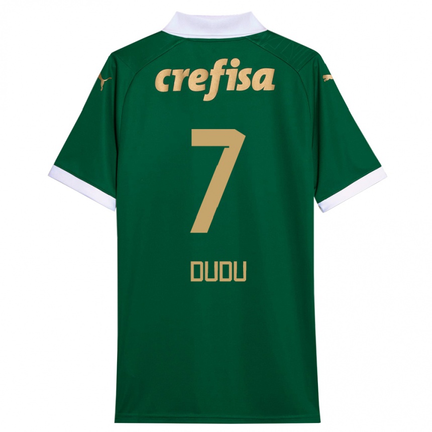 Kids Football Dudu #7 Green White Home Jersey 2024/25 T-Shirt Australia