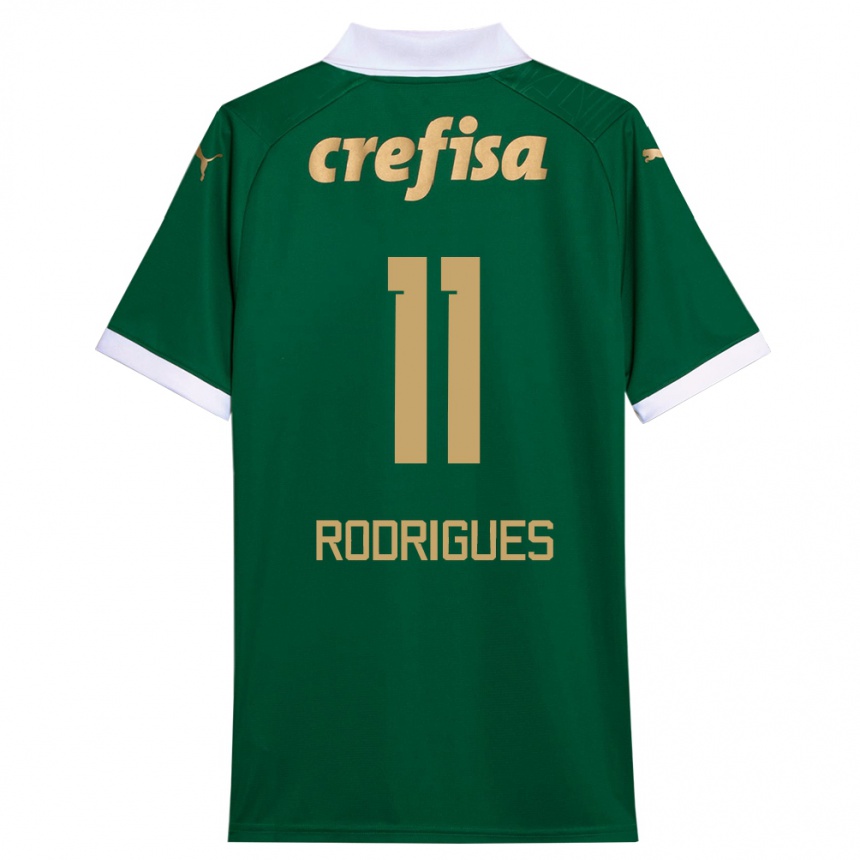 Kids Football Bruno Rodrigues #11 Green White Home Jersey 2024/25 T-Shirt Australia