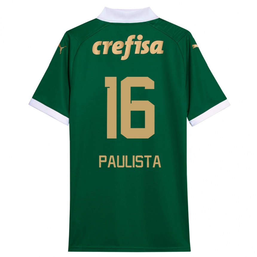 Kids Football Caio Paulista #16 Green White Home Jersey 2024/25 T-Shirt Australia