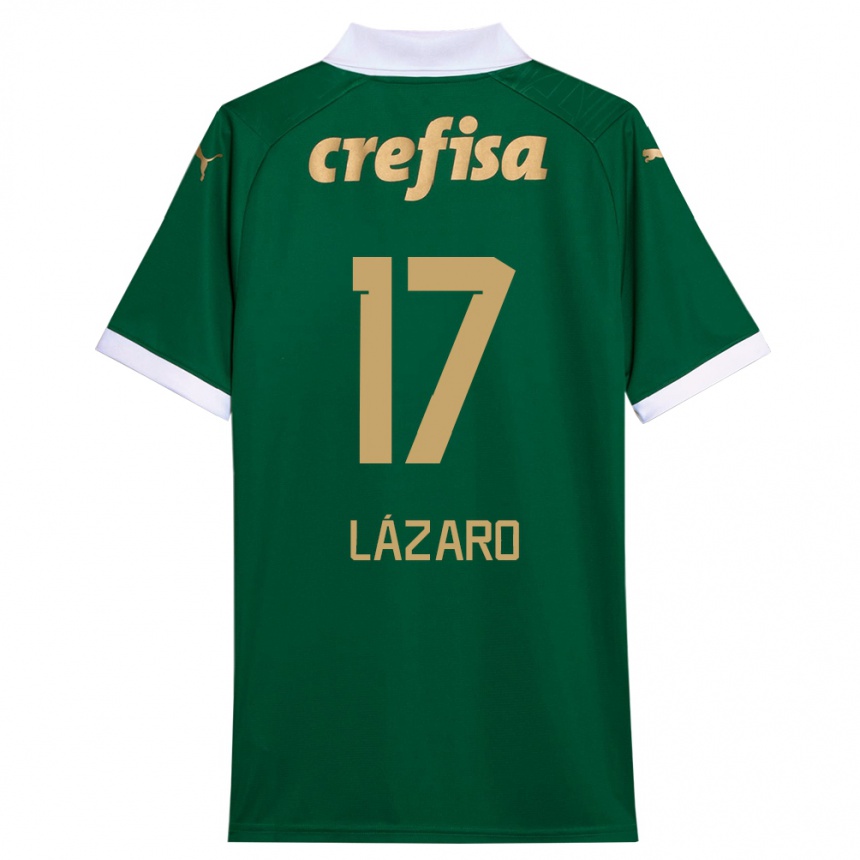 Kids Football Lázaro #17 Green White Home Jersey 2024/25 T-Shirt Australia