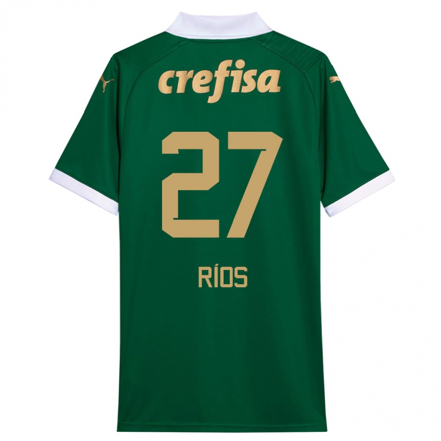 Kids Football Richard Ríos #27 Green White Home Jersey 2024/25 T-Shirt Australia