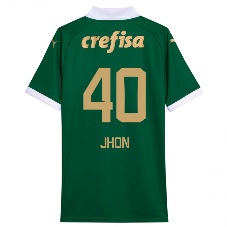 Kids Football Jhon Jhon #40 Green White Home Jersey 2024/25 T-Shirt Australia