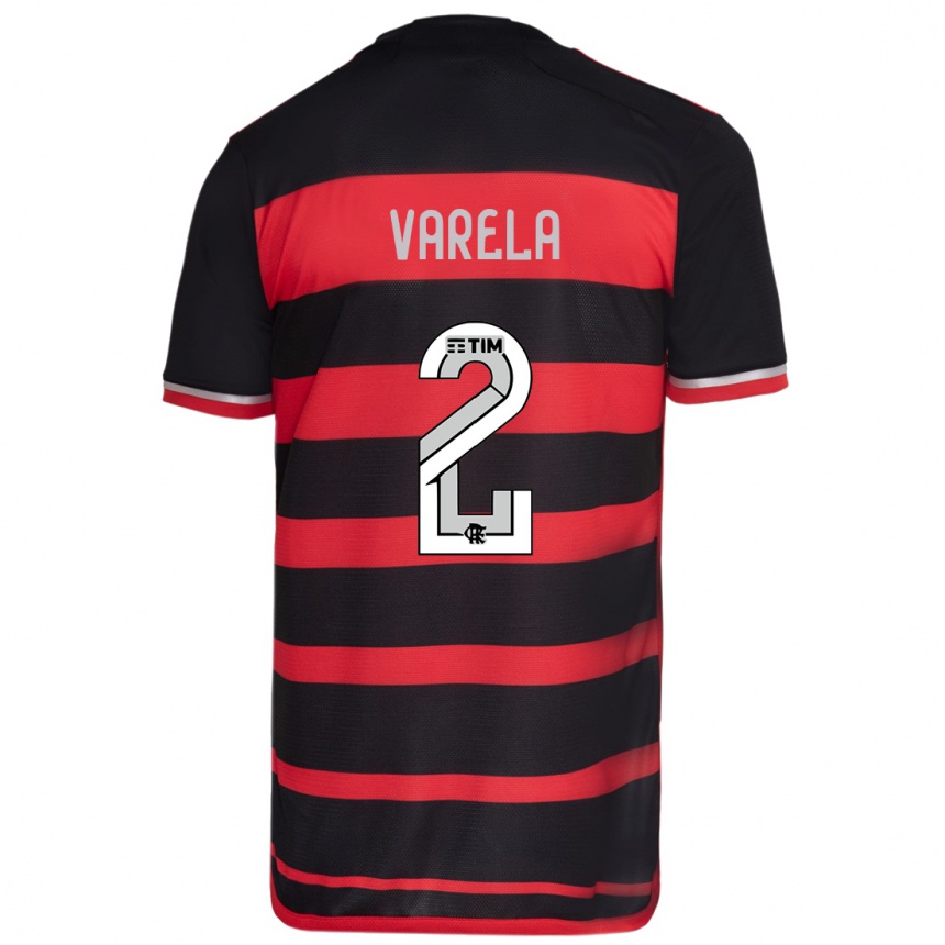 Kids Football Guillermo Varela #2 Red Black Home Jersey 2024/25 T-Shirt Australia