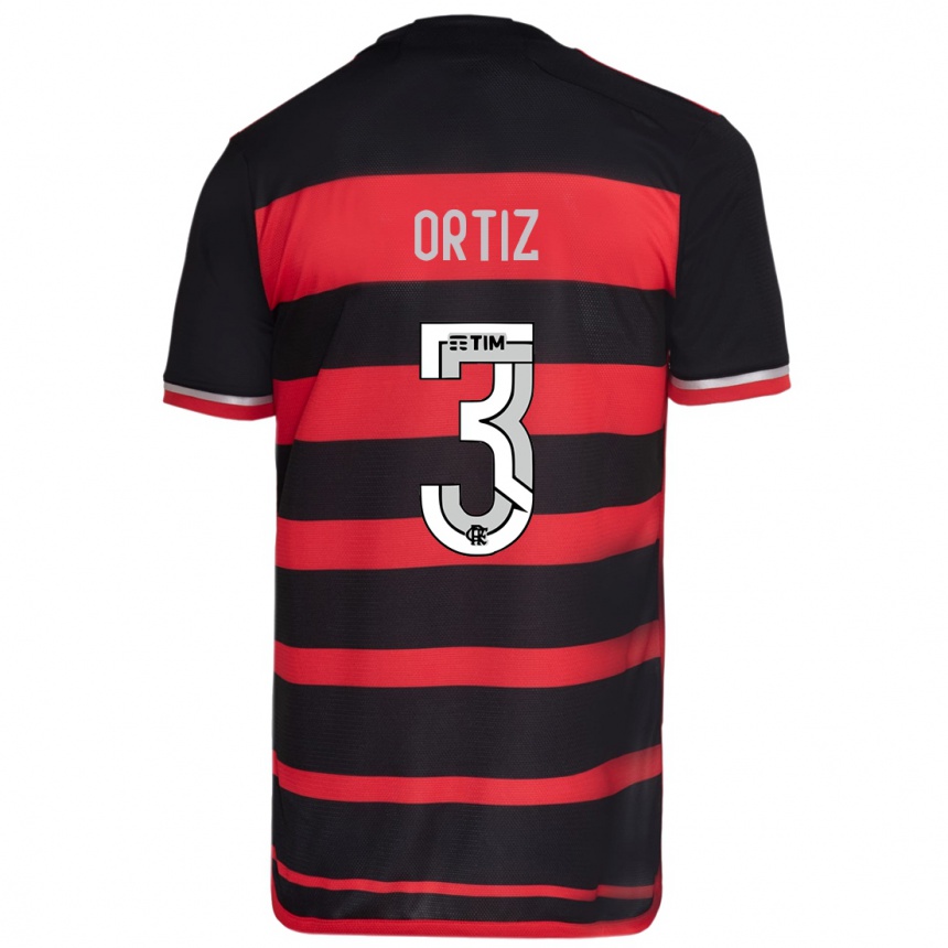 Kids Football Léo Ortiz #3 Red Black Home Jersey 2024/25 T-Shirt Australia