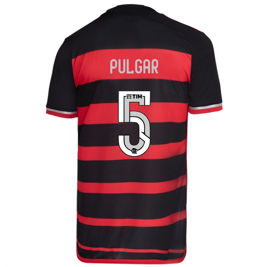 Kids Football Erick Pulgar #5 Red Black Home Jersey 2024/25 T-Shirt Australia