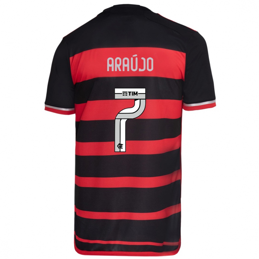 Kids Football Luiz Araújo #7 Red Black Home Jersey 2024/25 T-Shirt Australia