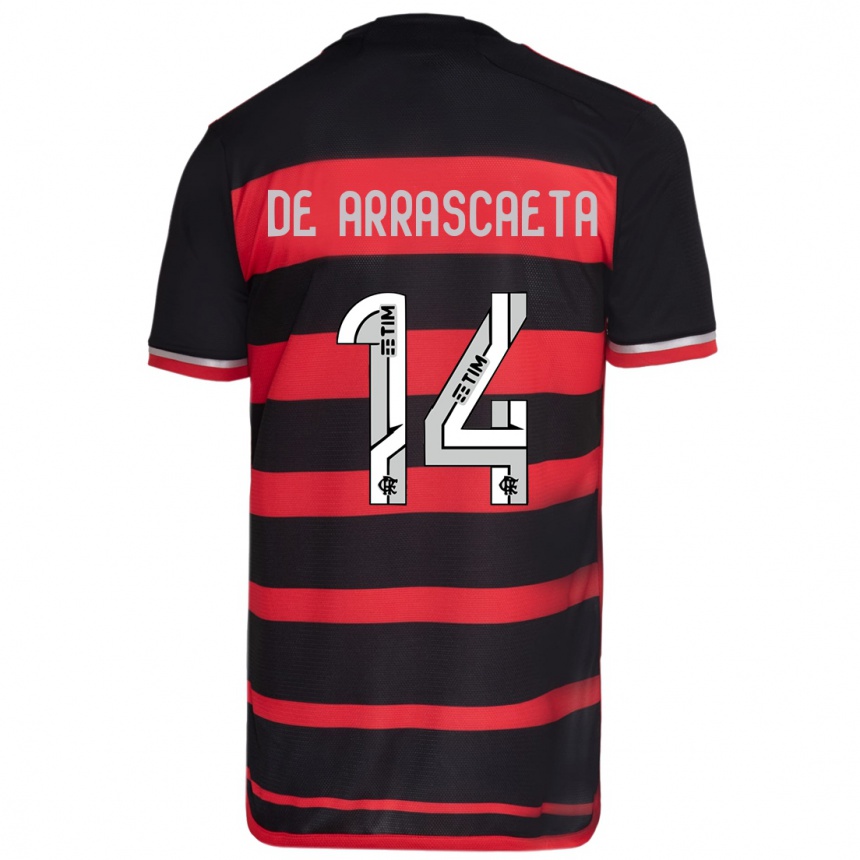 Kids Football Giorgian De Arrascaeta #14 Red Black Home Jersey 2024/25 T-Shirt Australia