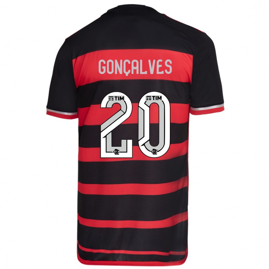 Kids Football Matheus Gonçalves #20 Red Black Home Jersey 2024/25 T-Shirt Australia