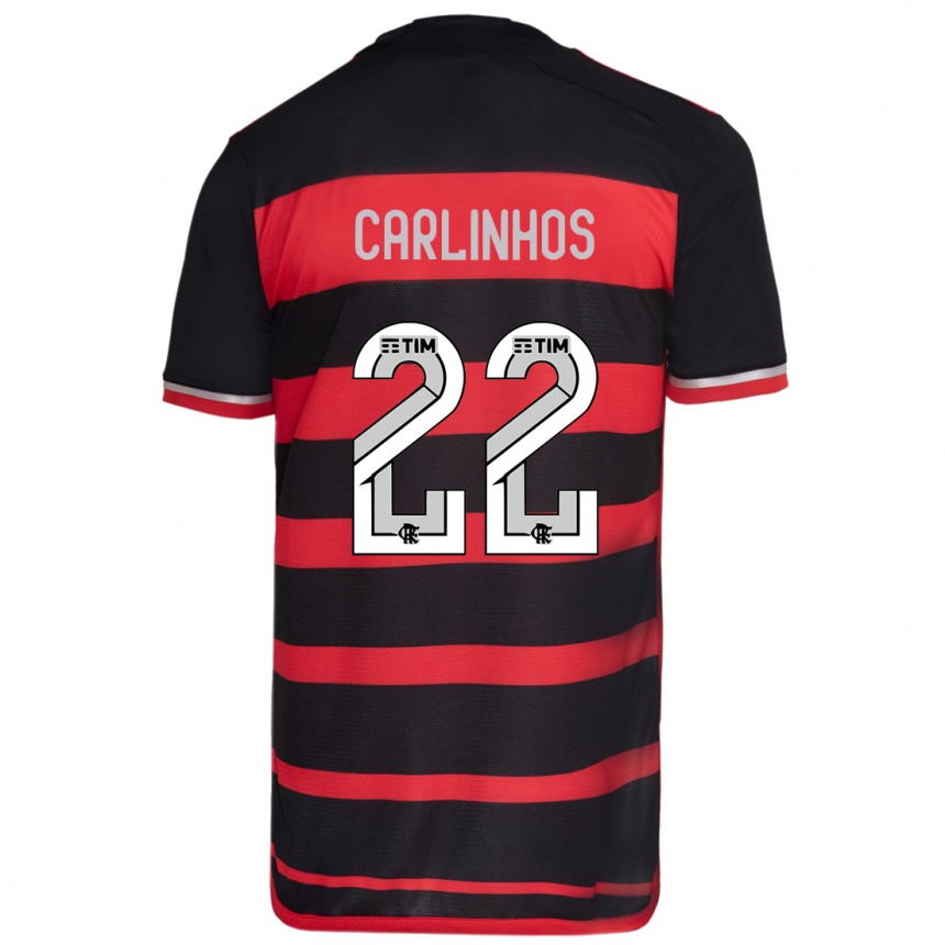 Kids Football Carlinhos #22 Red Black Home Jersey 2024/25 T-Shirt Australia